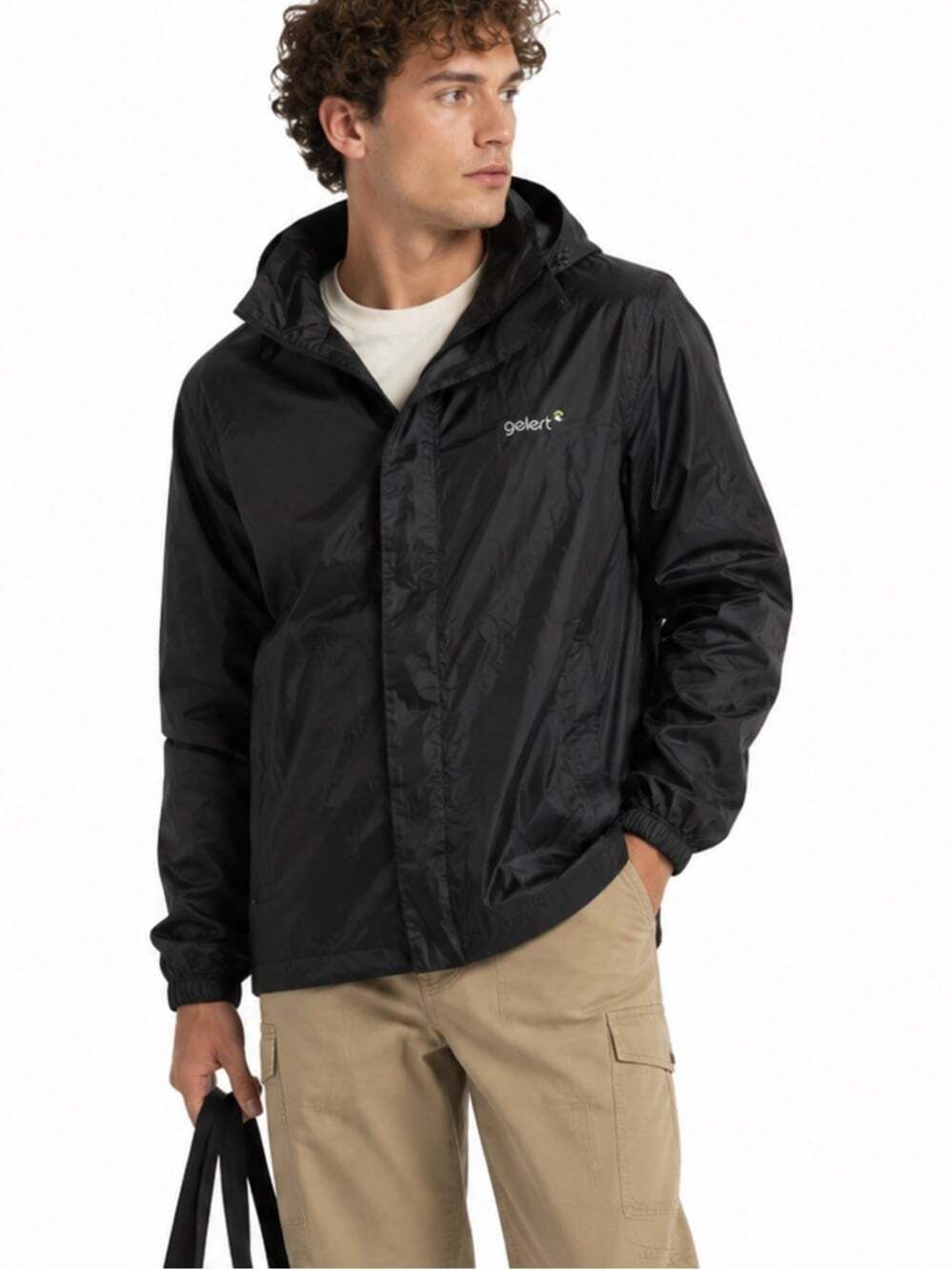 Gelert Black Hooded Lightweight Packable Waterproof Jacket Size Small